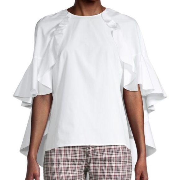 Giambattista Valli ruffle cape blouse in white ivory - Picture 1 of 7